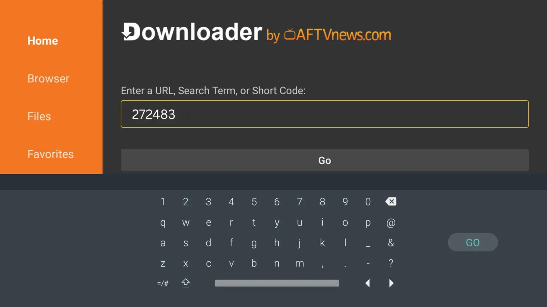 Entering code in Downloader